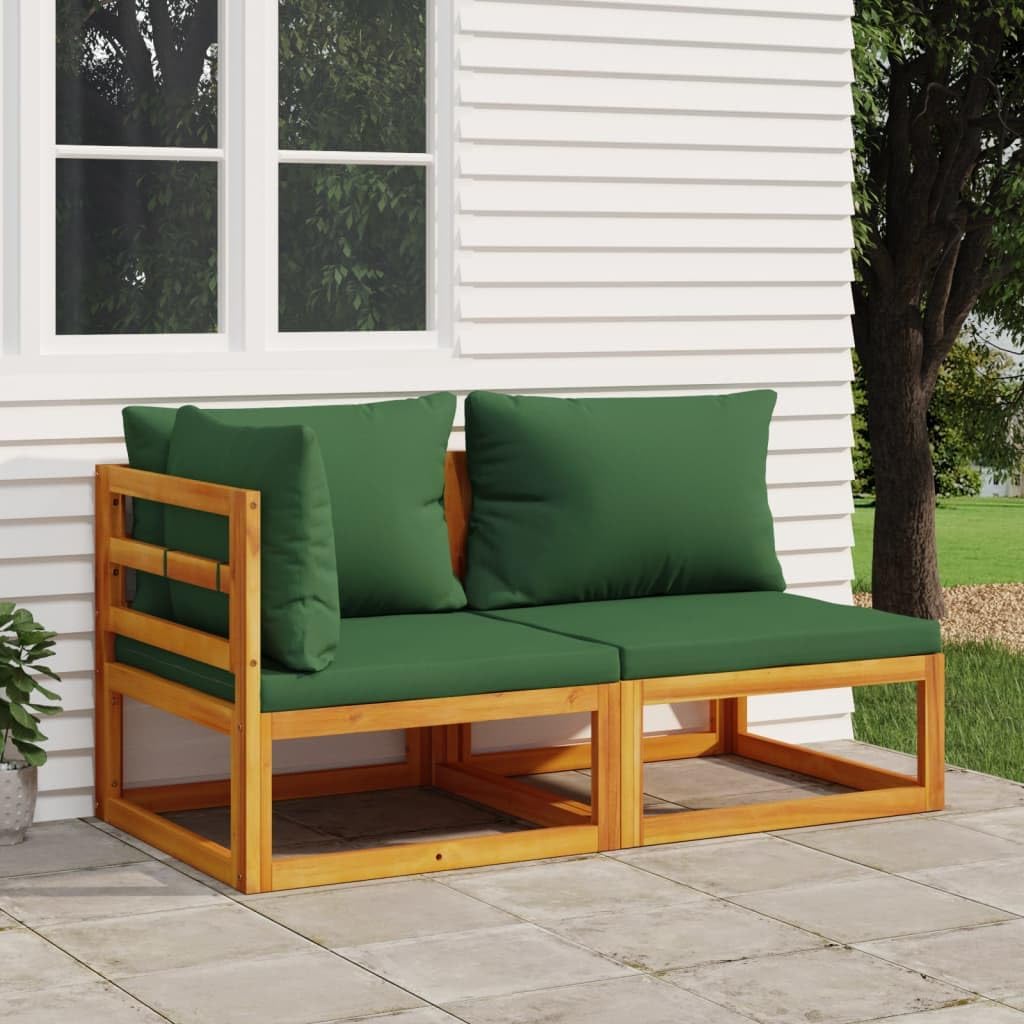 2 Piece Patio Sofa Set with Cushions Solid Wood Acacia,Relaxing Acacia Wood Patio Sofa Set with Cushions for Outdoor and Garden Lounges Patio Furniture Sets, Conversation Sets