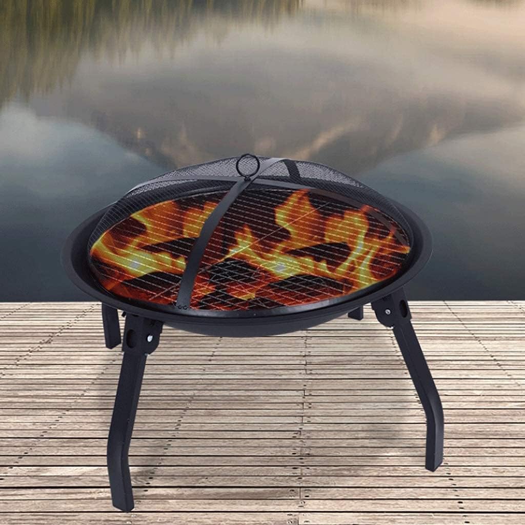 Fire pits Heating Fire Pit, Fire Pits Outdoor Wood Burning Steel BBQ Grill Firepit Bowl with Mesh Spark Screen Cover Log Grate Wood Fire Fire Pit
