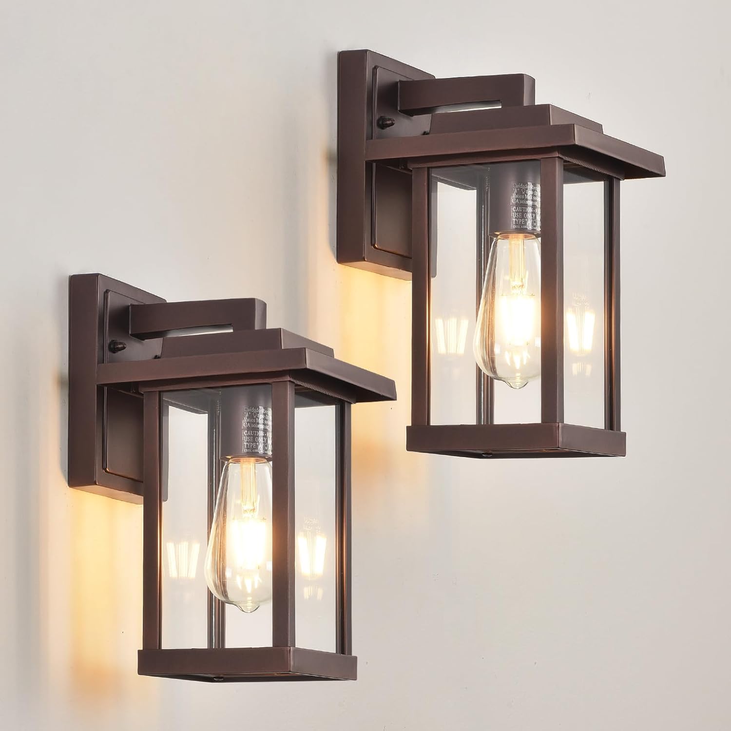 Exterior Light Fixtures 2 Pack, Modern Outdoor Wall Lanterns Farmhouse Outdoor Porch Light for House Patio Front Door Entryway, Bronze