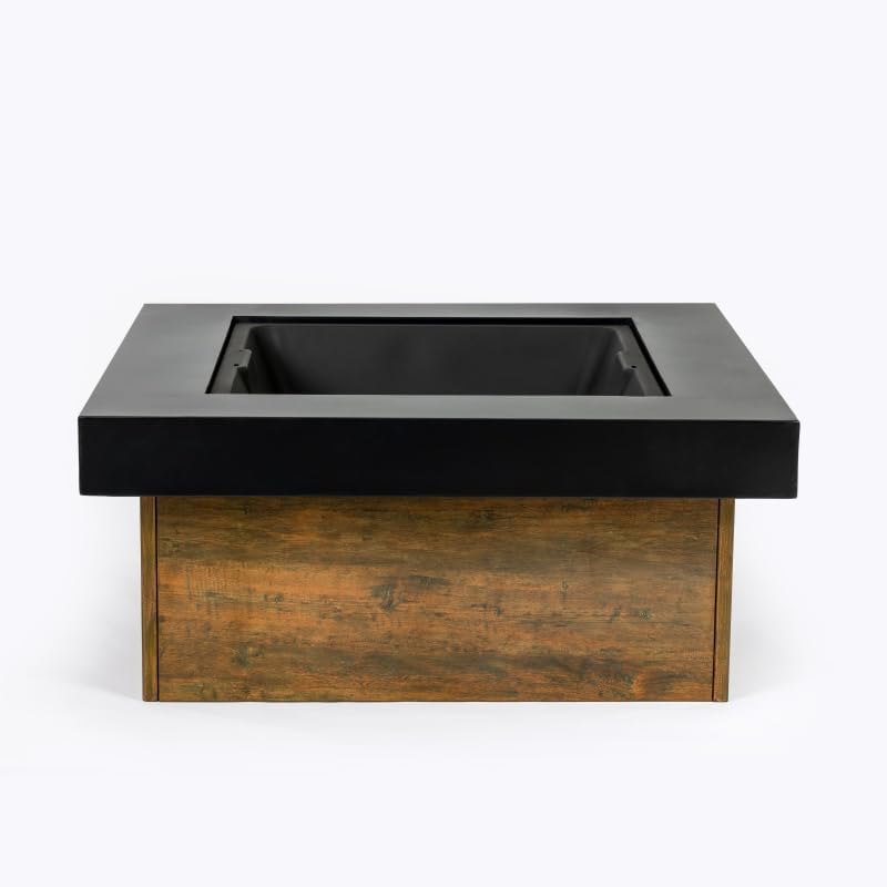 36-Inch Steel Fire Pit Table - Wood-Burning Outdoor Heater with Geometric Design, Portable Patio Centerpiece for 4-8 People