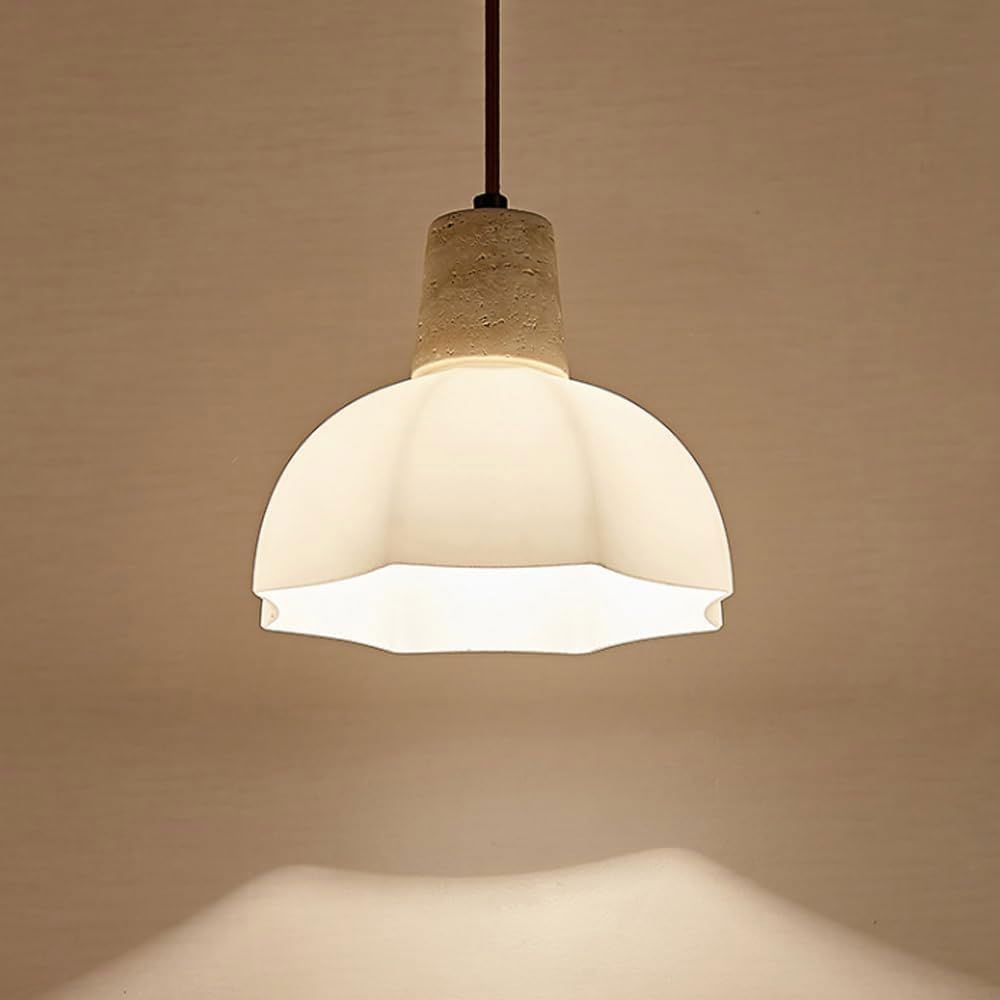 Beige Marble Pendant Lamp Kitchen Island Dining Table,Travertine Hanging Light Droplight, Nordic Bedside Restaurant Bar Aisle Suspended Light