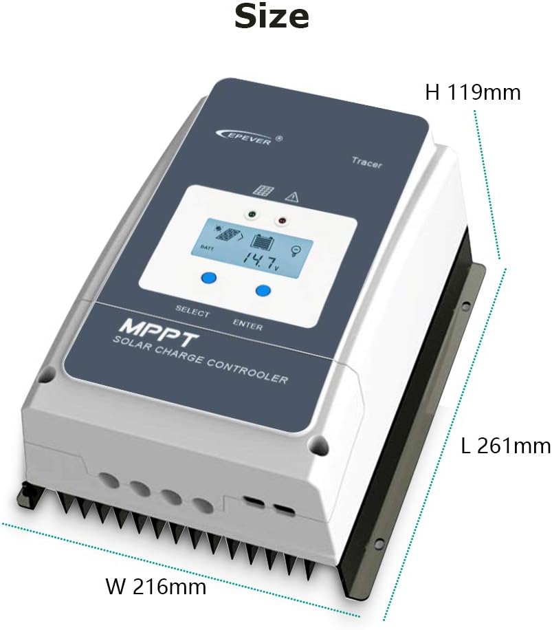 EPEVER 100A MPPT Solar Charge Controller Tracer-an Series High-Power Charge Controllers Compatible with 12V/24V/36V/48V Lead-Acid and Lithium Batteries (100A)