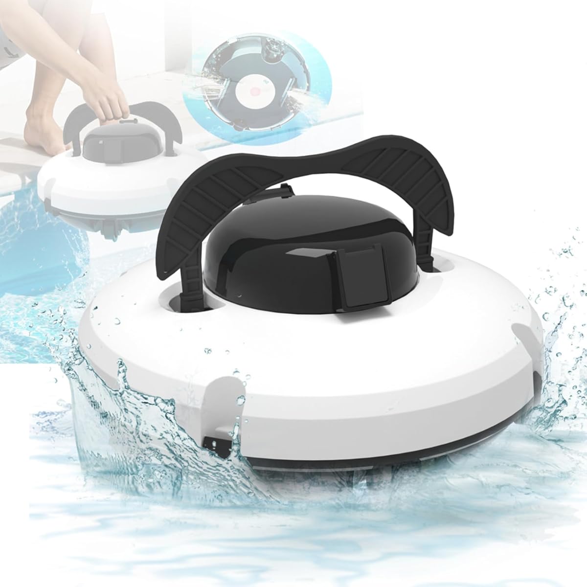 Automatic Robotic Pool Cleaner Cordless Pool Vacuum Cleaning Kit for In Ground Swimming Pool 5200mah Battery Capacity, Powerful Dual Motors, Self Parking Function