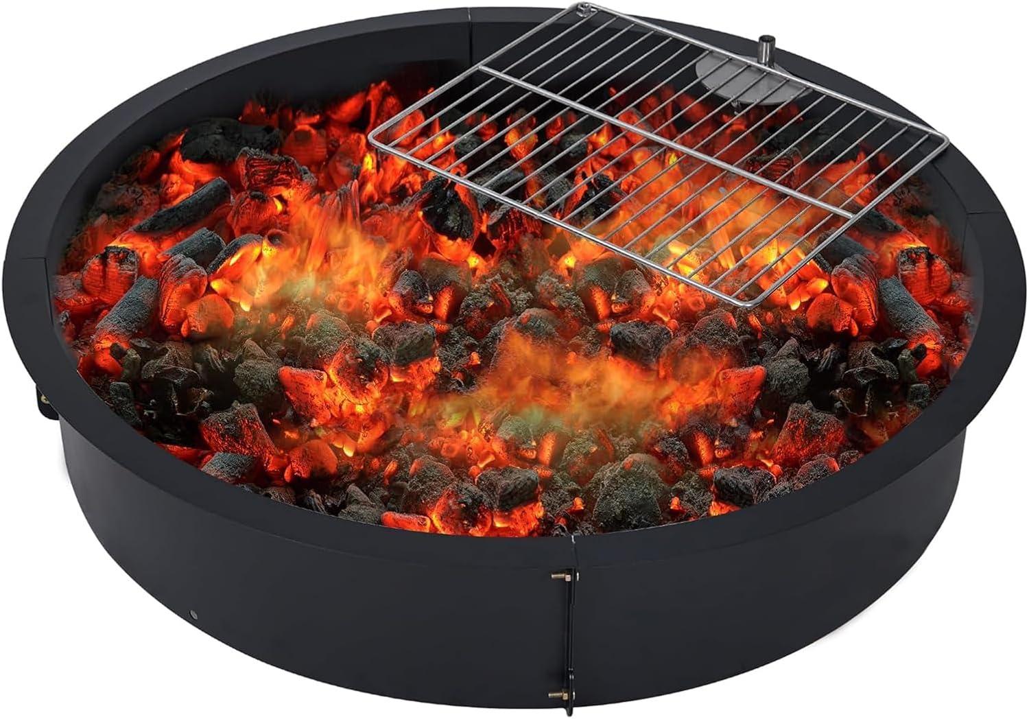 30 Inch Outdoor Fire Pit Ring, 2.5mm Thick Heavy Duty Steel Round Fire Pit Insert, 36 in-Outer Wood Burning Fire Pit Kit, 10 Inch Height Campfire Ring for Camping, BBQ
