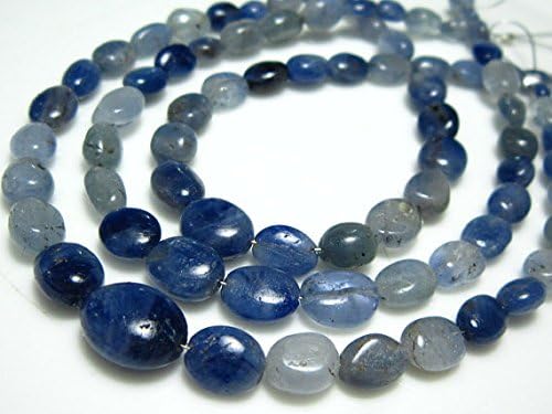 13 inch natural beads strand of 4-8mm smooth oval shaded blue sapphire gemstone beads for DIY jewelry - necklace, bracelet, earring, ring.