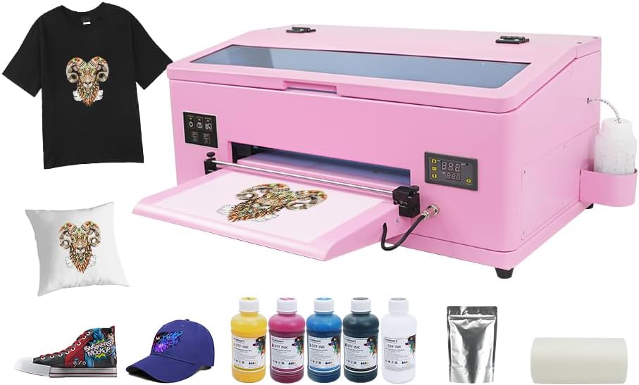 A3 DTF Printer L1800 Transfer Printing Machine 100% Transfer Rate for DIY Print T-Shirts, Leather, Other Textile (A3 Printer + Software + 5x250ml Ink + 1 Roll Film)