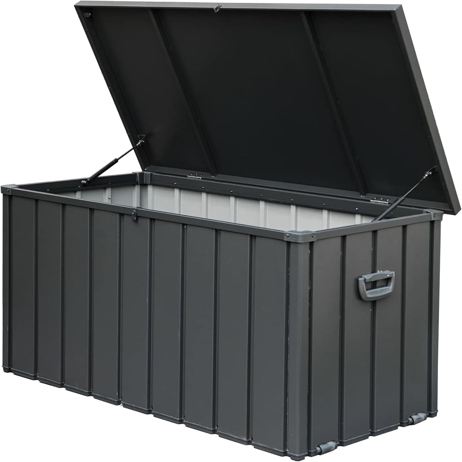 Large Patio Storage with Lockable Lid, Side Handles & Rolling,for Outside Cushions, Pillows, Garden Tools. (Dark Gray, 54.33