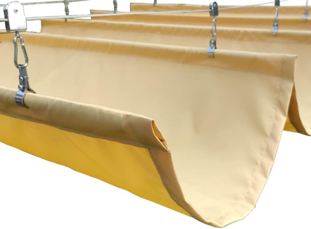 Retractable Wave Shade Cover, Replacement Pergola Shade Canopy Waterproof Slide Wire Extendable Shade Awning Sail For Patio Deck Gazebo With All Accessories ( Color : Earthy yellow , Size : 1.2X7M )