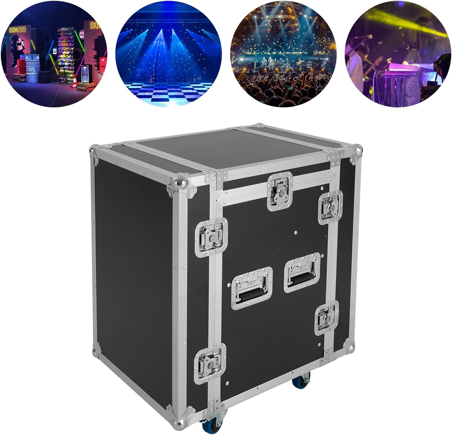 10U PA DJ Rack, 2 Tier Heavy Duty Pro DJ Mixer Stand, Audio Rack Rolling Equipment Rack Cabinet With 4 Wheels for Storing Electronic Equipment Such As Amplifiers, Mixers, Microphones, Sequencers Etc