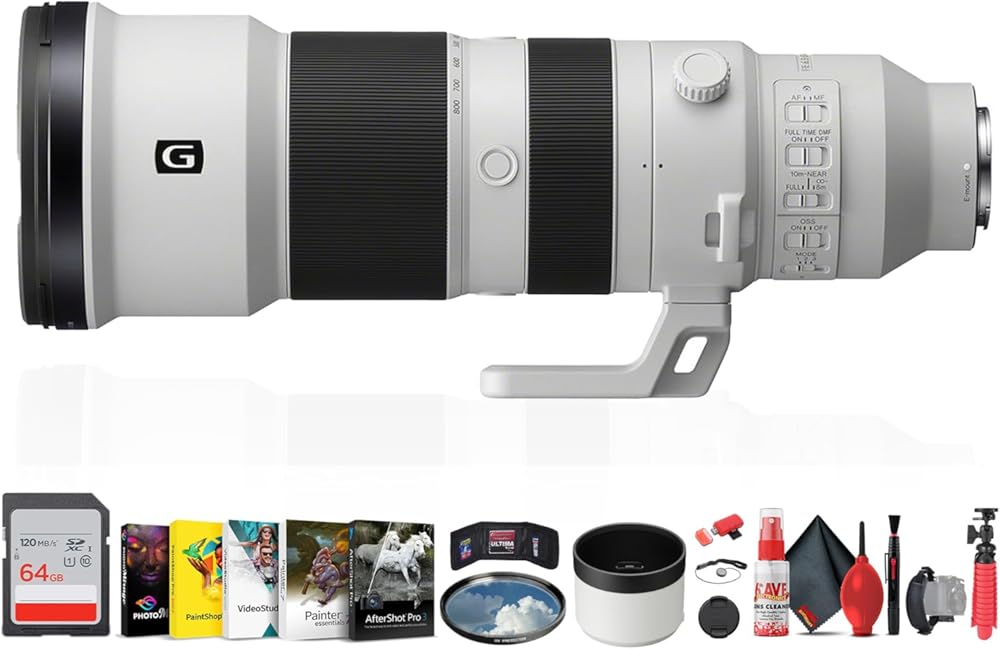 Sony FE 400-800mm f/6.3-8 G OSS Lens | Ultra-Telephoto Zoom with Optical Stabilization for Sony E-Mount (SEL400800G) + Photo Software + 64GB Memory Card + Flexible Tripod + UV Filter + More