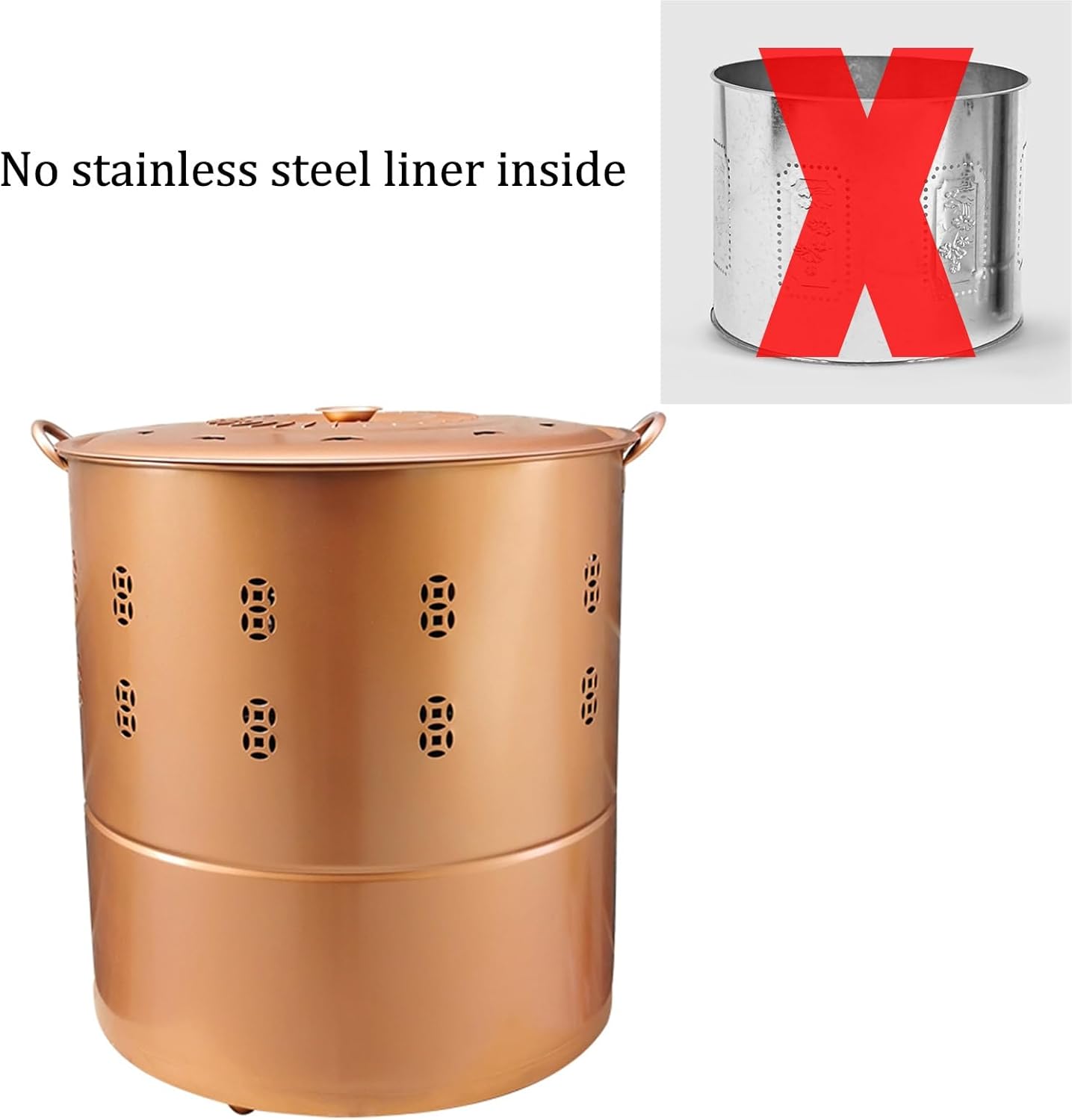 Burn Barrel Stainless Steel Fire Pit Paper Burner Yard Waste Incinerator Burn Barrels for Outside for Burning Trash Burn Cage for Garden Paper Leaf Trash Wood Backyard Bonfire.(BronzeG-Medium-40x40CM/