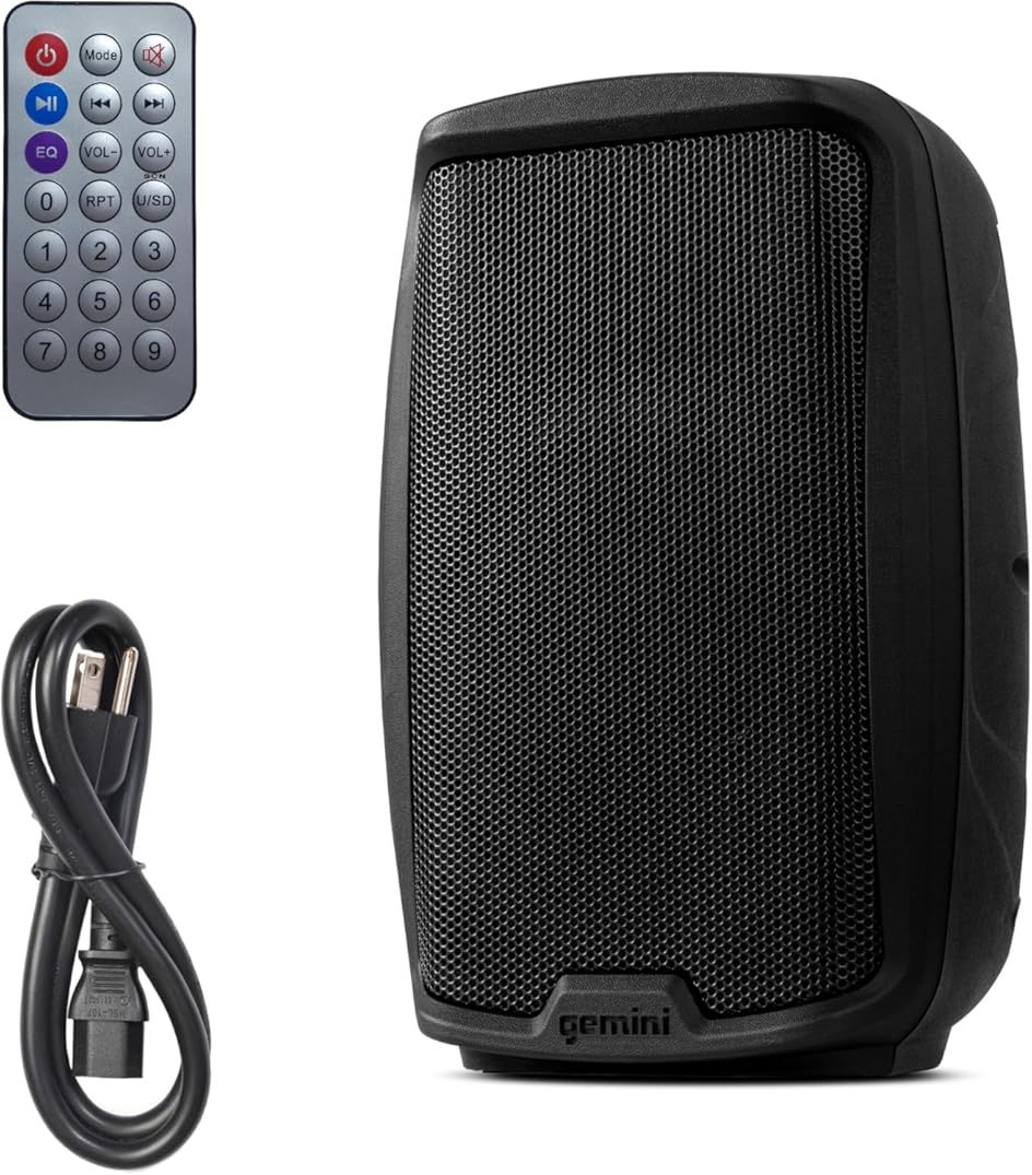 Gemini 8” 500W Bluetooth PA Speaker with TWS Link, USB/SD/FM, XLR/RCA/AUX Inputs, Mic & Guitar Channels, Compact Powered DJ Speaker for Gigs, Events & Easy Transport (AS-2108BT)