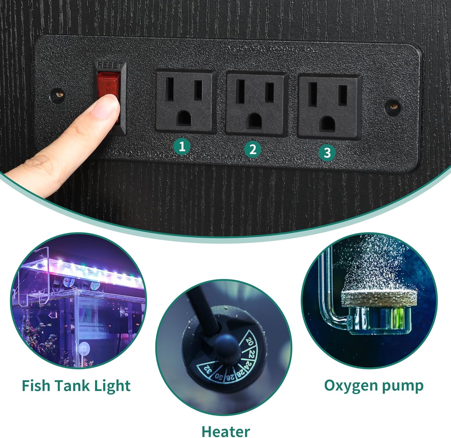 DWVO 40-50 Gallon Aquarium Stand with Power Outlets, Cabinet for Fish Tank Accessories Storage - Metal Frame Fish Tank Stand Suitable for Turtle Tank, Reptile Terrarium, 660LBS Capacity, Black