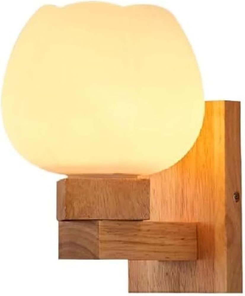 Japanese Style Wooden Glass Wall Sconce Rubber Chassis Wall Light Wall Mounted Lighting Fixture,Chandelier