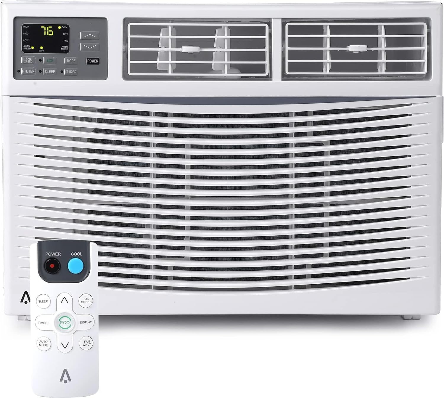 10,000 BTU Window Air Conditioner, Eco & Auto Restart AC Window Unit, Cools Up to 450 Sq. Ft., Quiet Operation, 3 Fan Speeds, for Bedroom, Living Room