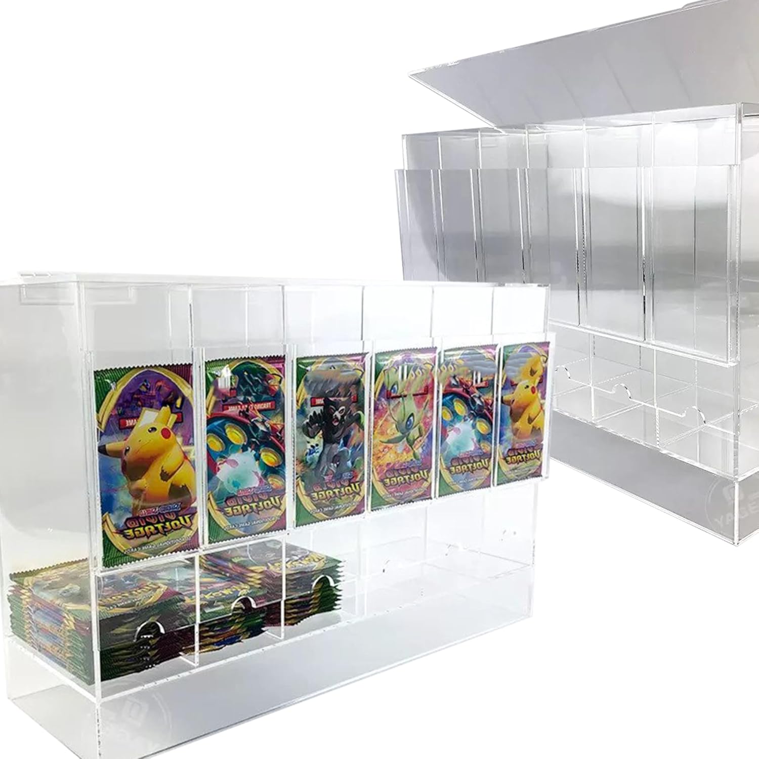 EVORETRO Booster Pack Dispenser 6-Slot Acrylic TCG Display Case – Card Dispenser & Card Pack Dispenser Compatible with Pokémon, MTG, Lorcana, Yu-Gi-Oh, One Piece