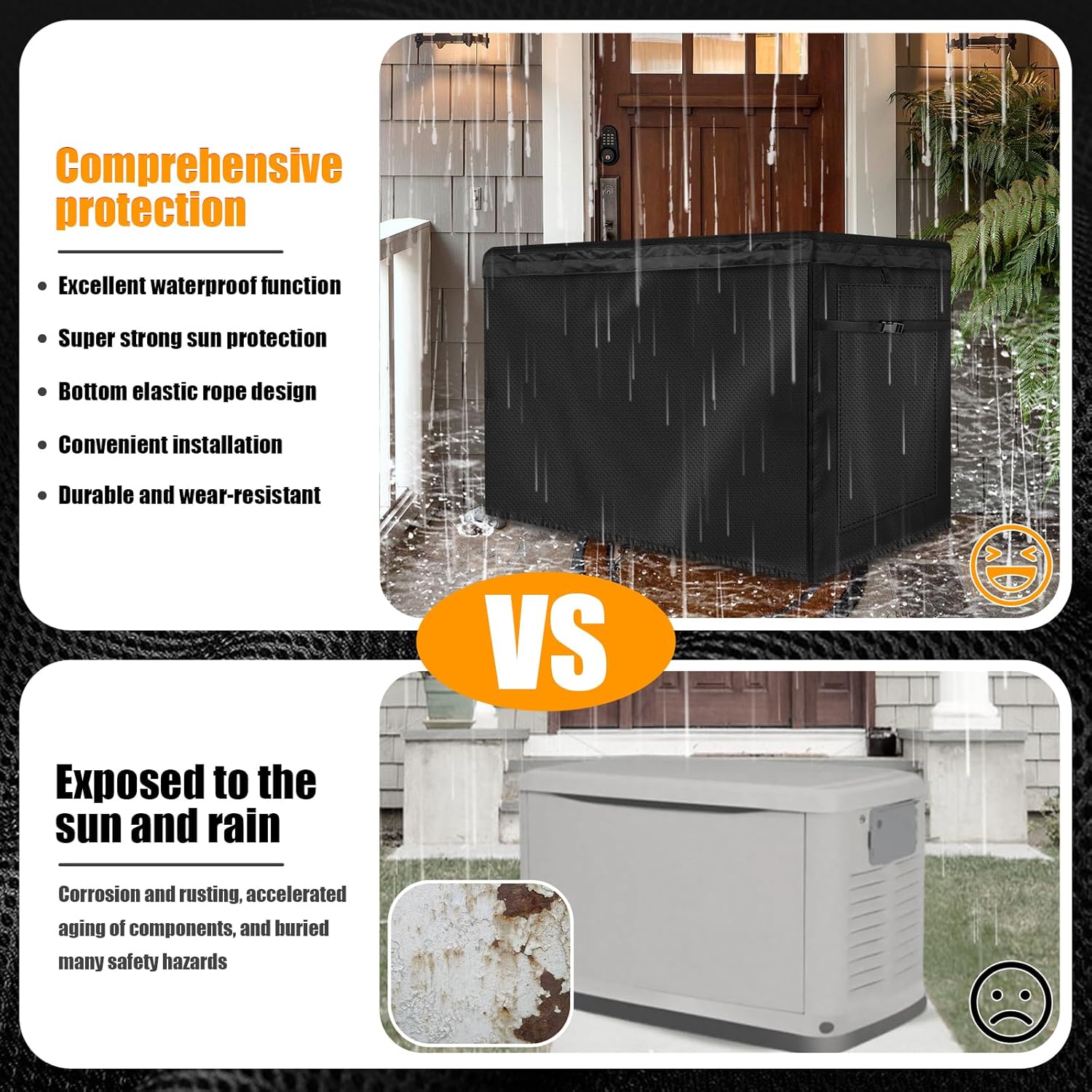 Generator Covers Fits for Generac 22kW Home Standby Generator, 600D Oxford Cloth Waterproof, Dustproof, and UV Resistant Home Generators Cover