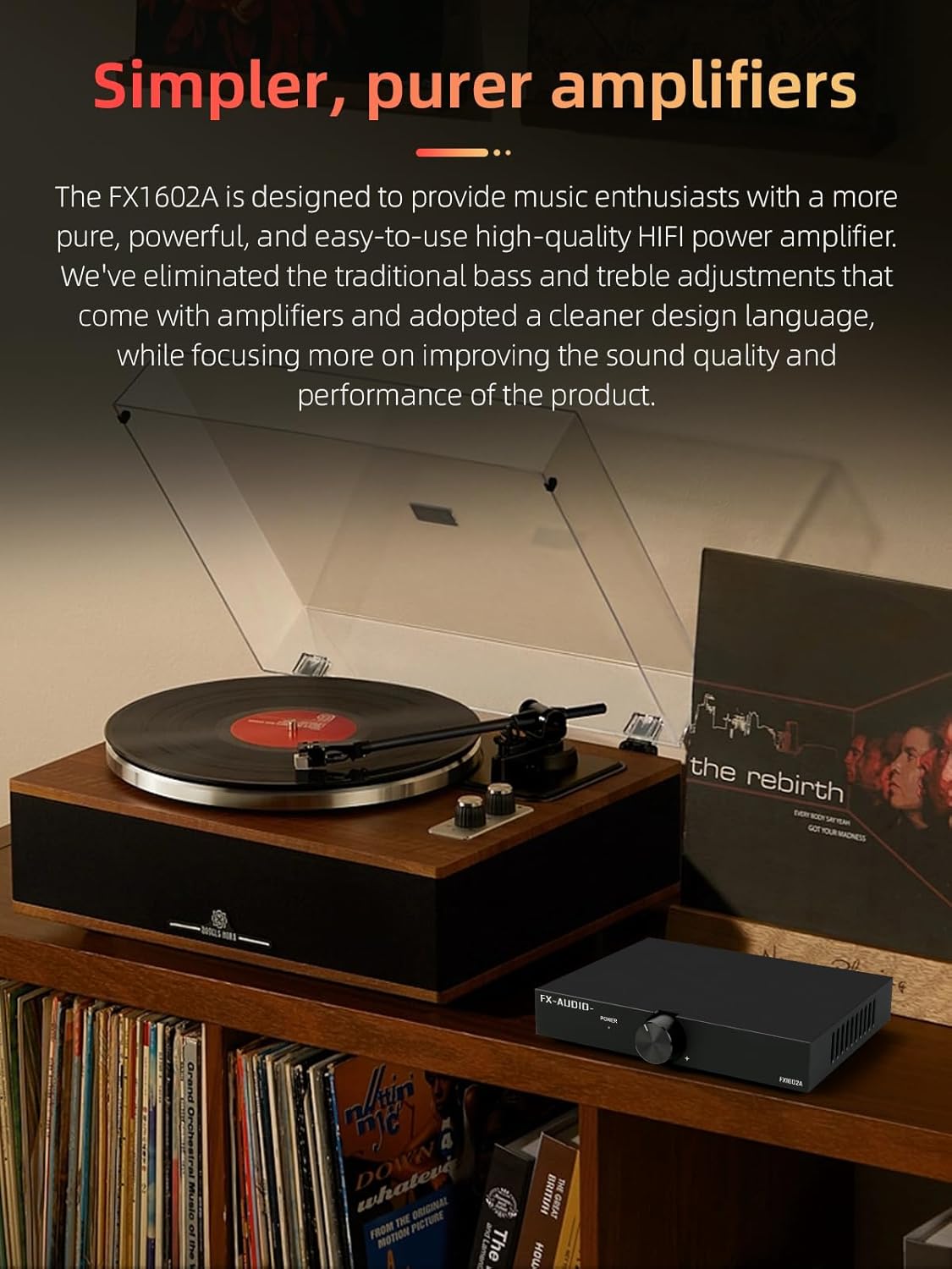 FX-Audio- FX1602A Stereo 2 Channel Amplifier Home Audio AMP TPA3255 Class D Power Amp for Home Theater System Passive Bookshelf Tower Speakers with 32V Power Supply