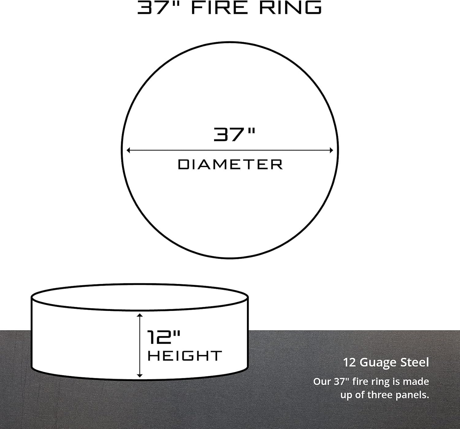PD Metals FH01237-FP Fishing Hole Unpainted 12 in. Tall 37 in. Diameter Outdoor Fire Ring with Fire Poker - 37 x 37 x 12 in. - Rustic Black Color