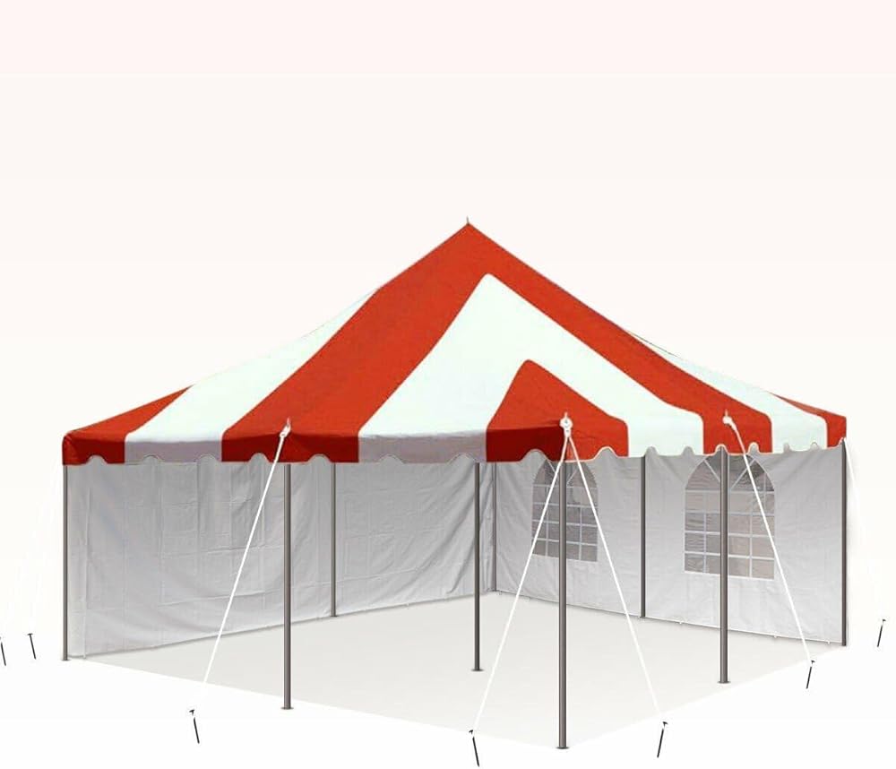 20x20 Premium Outdoor Wedding Event Party Canopy Pole Tent with Sidewalls, Red Waterproof