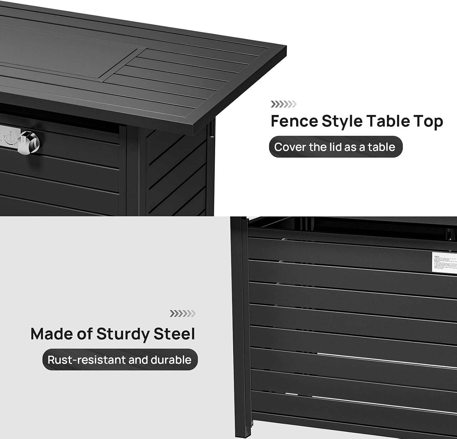 Propane Fire Pit Table, 50 Inches 50000 BTU Auto-Ignition Outdoor Fire Table with External Igniter & ETL Certification, 2 in 1 Fire Pit Table for Outside Patio, Garden, Backyard