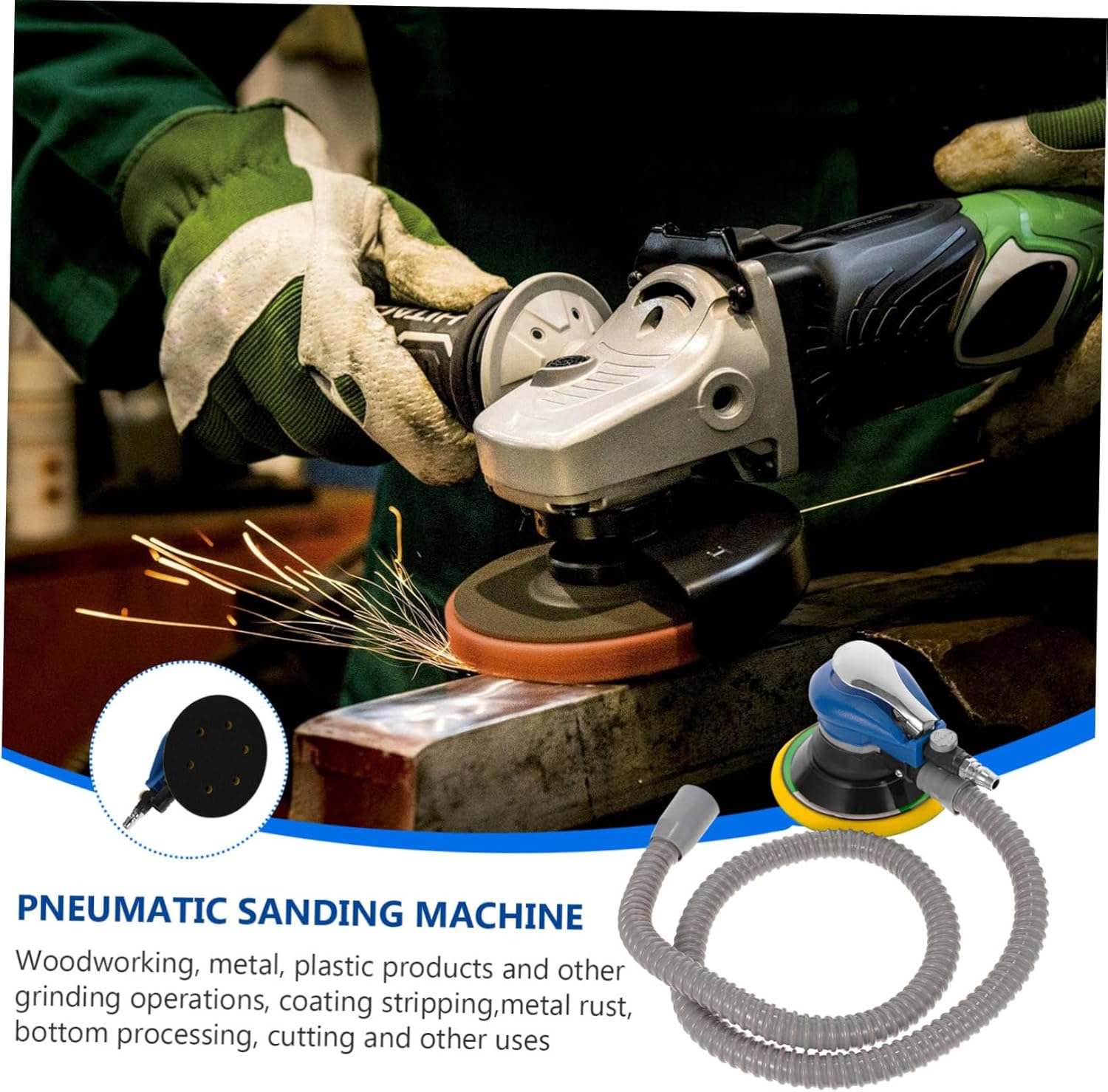 2sets Pneumatic Sanding Machine Air Polisher for Versatile Grinding Tool Dust Extraction for Projects and Auto Detailing