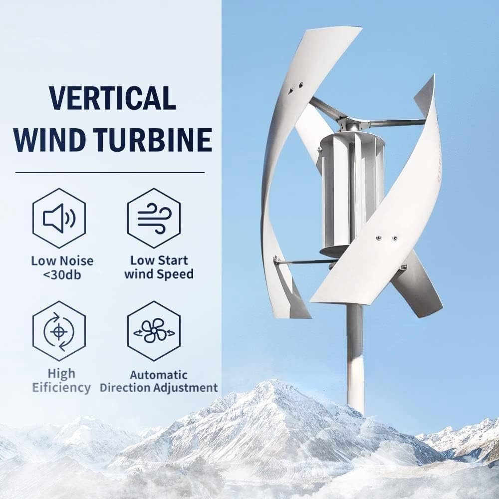 Wind Turbine Generator Kit, 1500W Vertical Helix Wind Power Generator with Controller, 24V/48V 3 Blade Industrial Free Energy Generator, Nature Power System for Marine RV Home