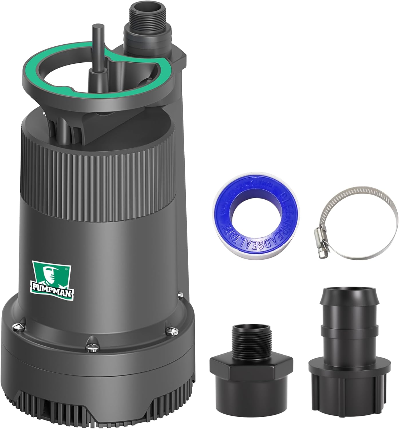 PUMPMAN 1/4HP Portable Water Pump, 2110GPH Submersible Utility Pump with 3/4” Garden Hose Check Valve Adapter Electric Sump Pump, 120V, Removal for Pool Draining Basement Hot Tubs Garden