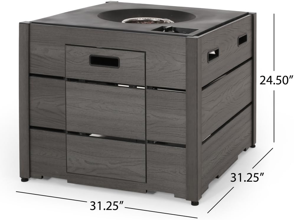 Square WPC Fire Pit Base for Outdoor Patios, Durable Weather-Resistant Wood-Plastic Composite Stand for Fire Pits