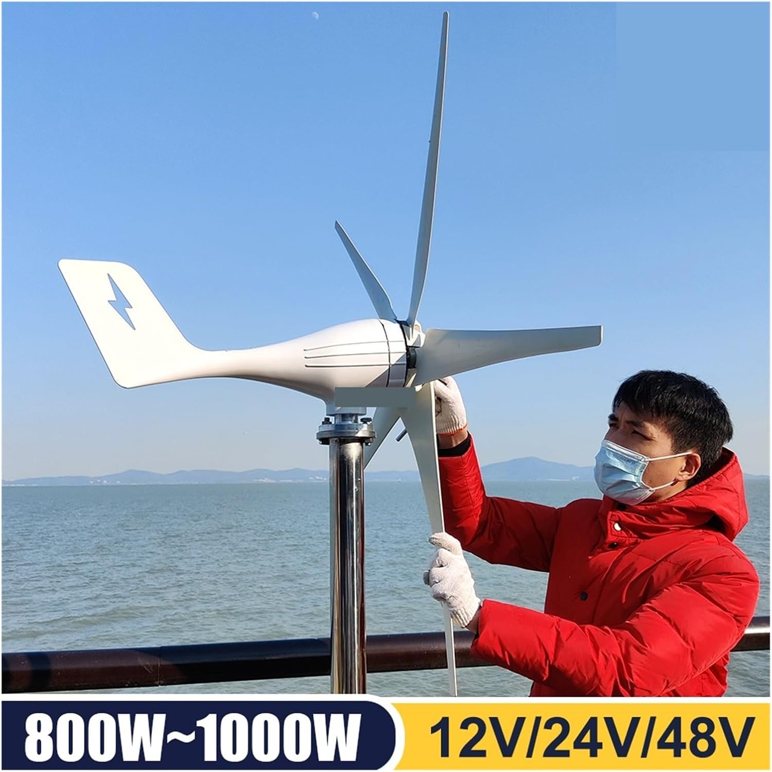 1000W Wind Turbine Generator with MPPT/Charge Controller 12V 24V 48V Windmill Alternative Energy Generator Home Use Low Starting Speed for Home(MPPT Wind Controller,24V)
