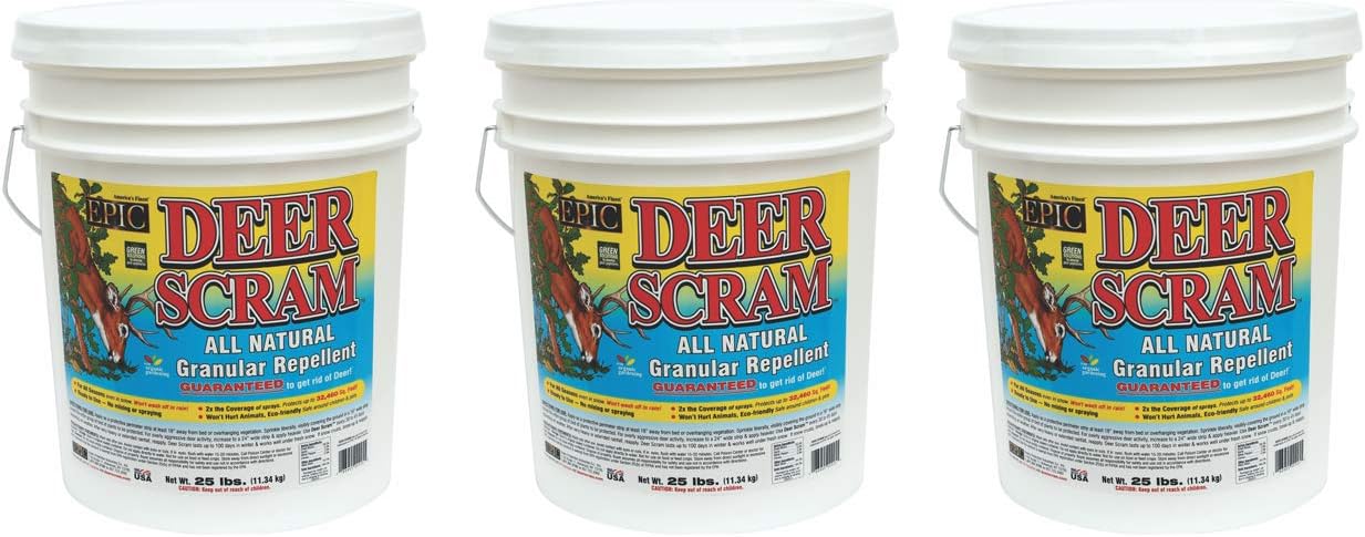 Enviro Pro 1025 Deer Scram Repellent Granular White Pail, 25 Pounds (3-(Pack))
