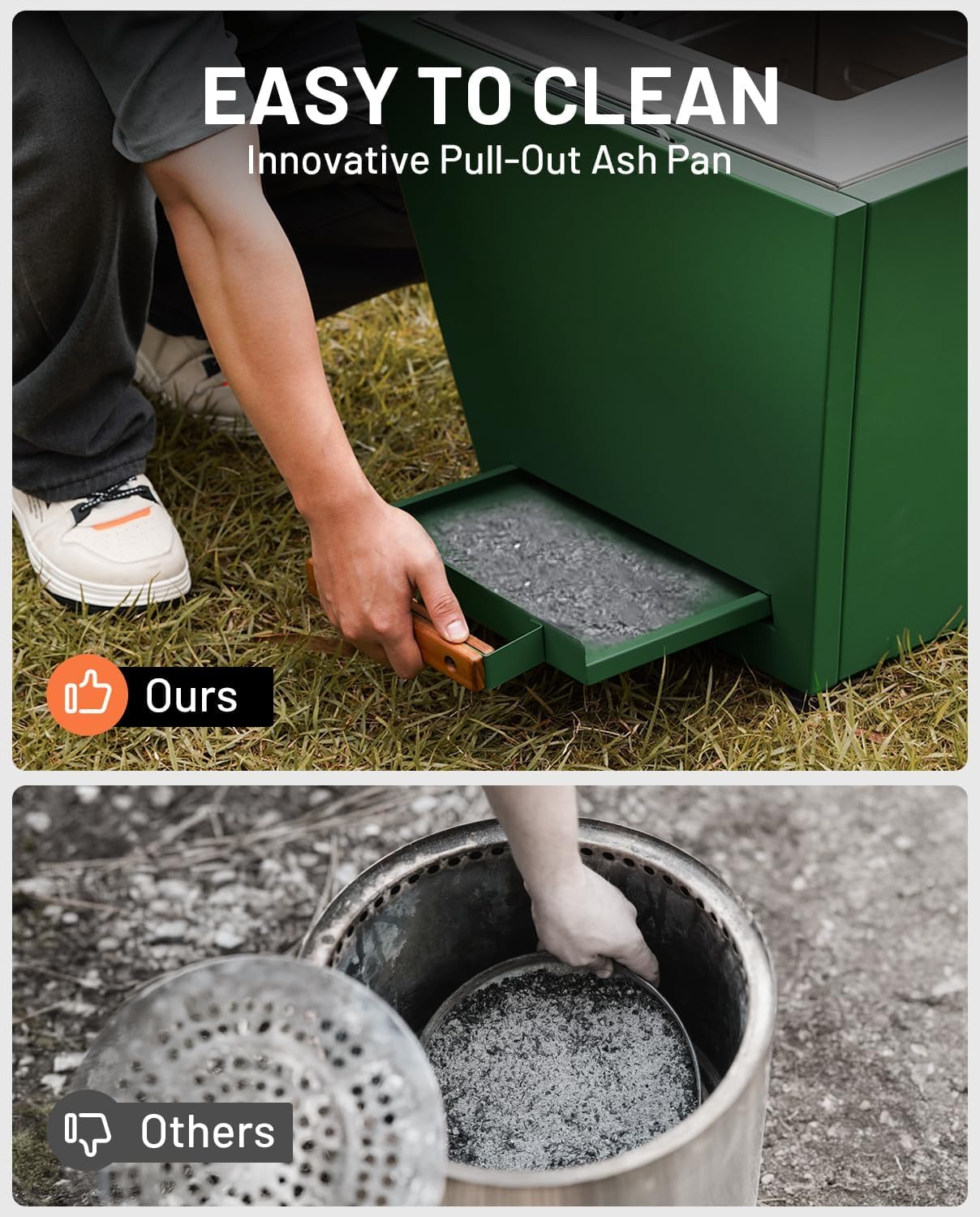 Smokeless Fire Pit, Portable Outdoor Firepits 35 inch, Carry Handle for Backyard Patio Camping Bonfire, Stainless Steel,Cyberpit One, Ideal for 6+ People, Green