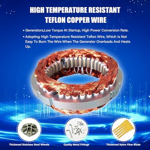 800W-1200W Wind Turbine Generator Kit with MPPT Controller, 12V/24V/48V, 5 Yellow Blades, Ideal for Ships, Roofs, Outdoor Use, Rated Wind Speed 1m/s