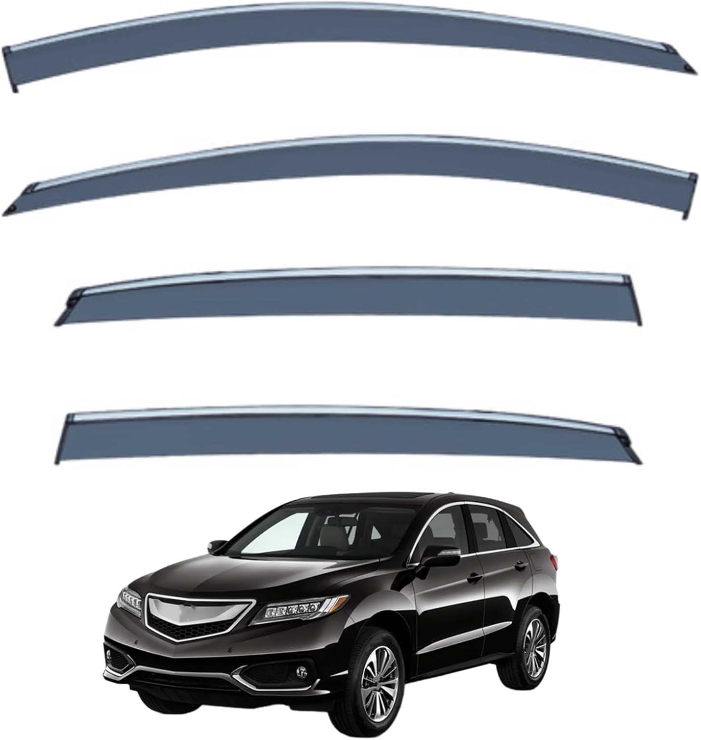 Window Deflectors for Acura RDX MK2-TB3-4 2013-2017 PC, Sun Rain Guard Window Visors Vent Shades with Bright Stripes Car Accessories