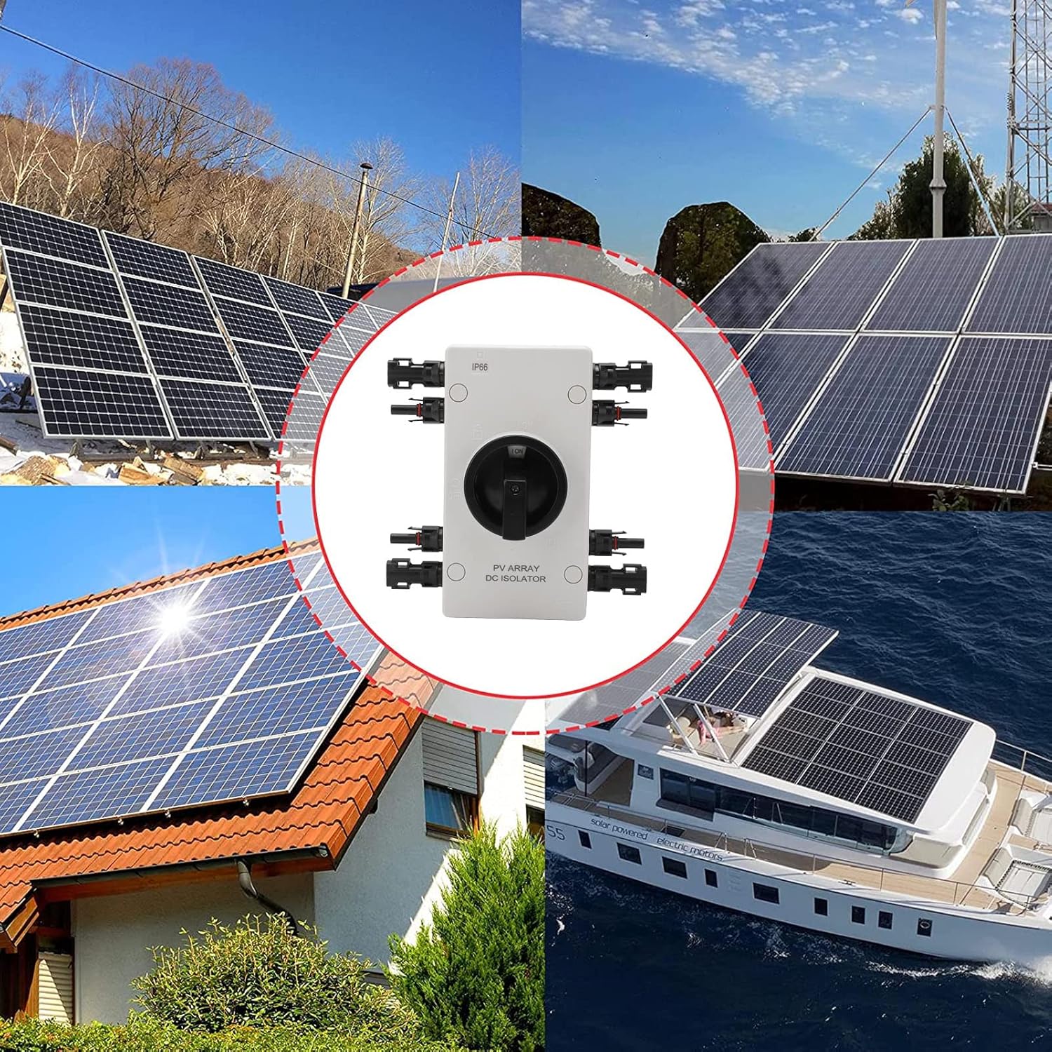 Solar Disconnect Switch, PV Isolator IP66 DC 1000V 32A, Grid Solar Power System Photovoltaic Circuit Isolator, for Solar Panels, RV, Boat