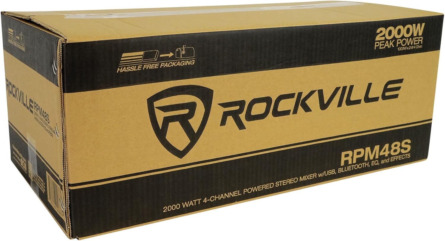 Rockville RPM48S 2000W Powered 4 Channel Mixer/Stereo Amplifier, Bluetooth, 3-Band EQ, USB/SD Inputs, for DJs and Live Events