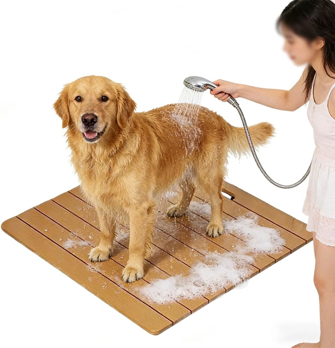 Sturdy Wood Grain Bath Mat Non Slip Waterproof Shower Mat Easy to Clean Indoor Outdoor Floor Bathtub Mats for Spa, Sauna, Pool, Hot Tub Flooring Decor and Protector, 31x43in/80x110cm, Orange
