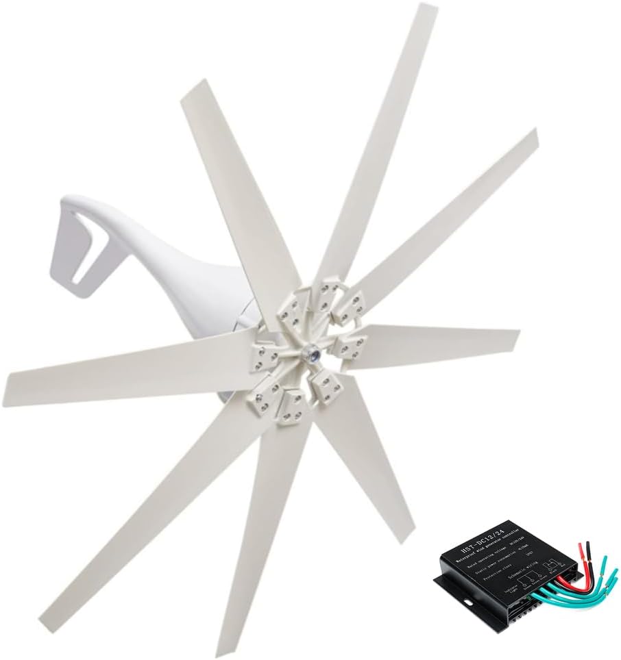 14000W DC 12V/24V/48V/220V Wind Turbine Generator, 8 Blades Wind Turbine Kit with Controller, 3-Phase Ac Permanent Magnet Generator