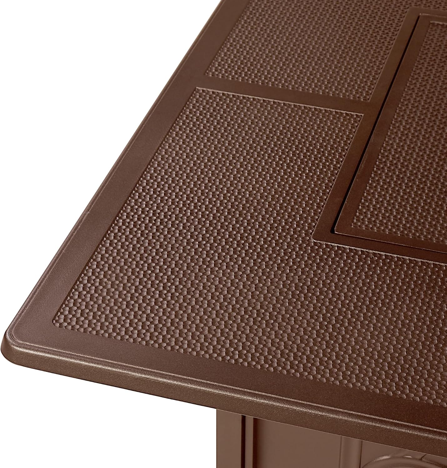 Square 42 in. x 42 in. Aluminum Propane Fire Pit Table with Glass Beads, Two Covers, Lid, 57,000 BTUs in Brown Finish