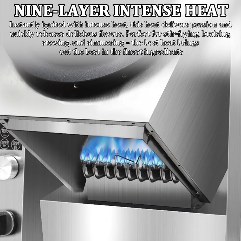 Household Countertop Smart Cooking Machine, Gas-Fired Water Jet 360° Rotating Stir-Fry Machine, Stainless Steel Non-Stick Food Processor, Drum-Type Food Processor,36cm Wok c