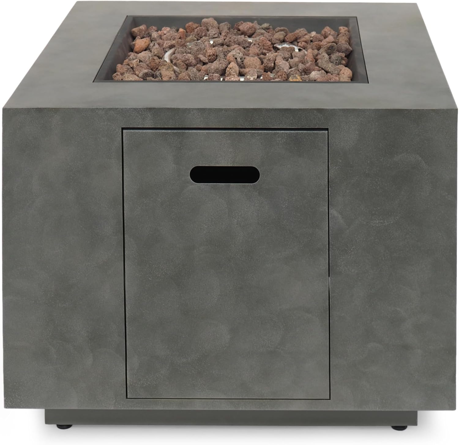 Square Propane Fire Pit Table with Built-in Tank Space, 50,000 BTU Outdoor Fire Pit in Stone Gray, Portable Heating for Outside Use, 33 Inch Iron Gas Fire Pits for Patio Backyard Garden, Only Table