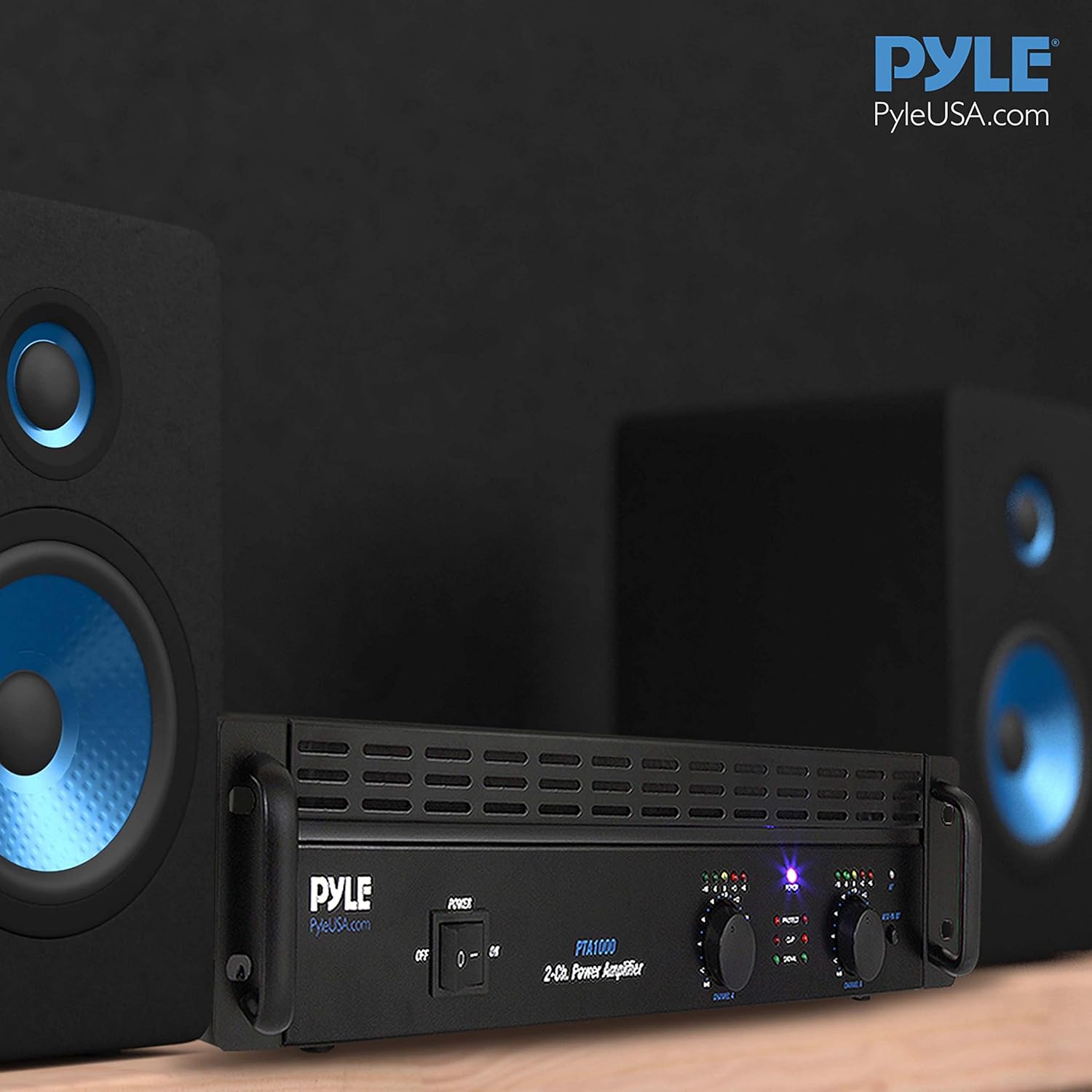 Pyle Professional Audio Bluetooth Power Amplifier - 2-Channel Rack Mount Bridgeable, LED Indicators, Shockproof Binding Posts, Cooling Fans 1000 Watt - Pyle Pro PTA1000.5