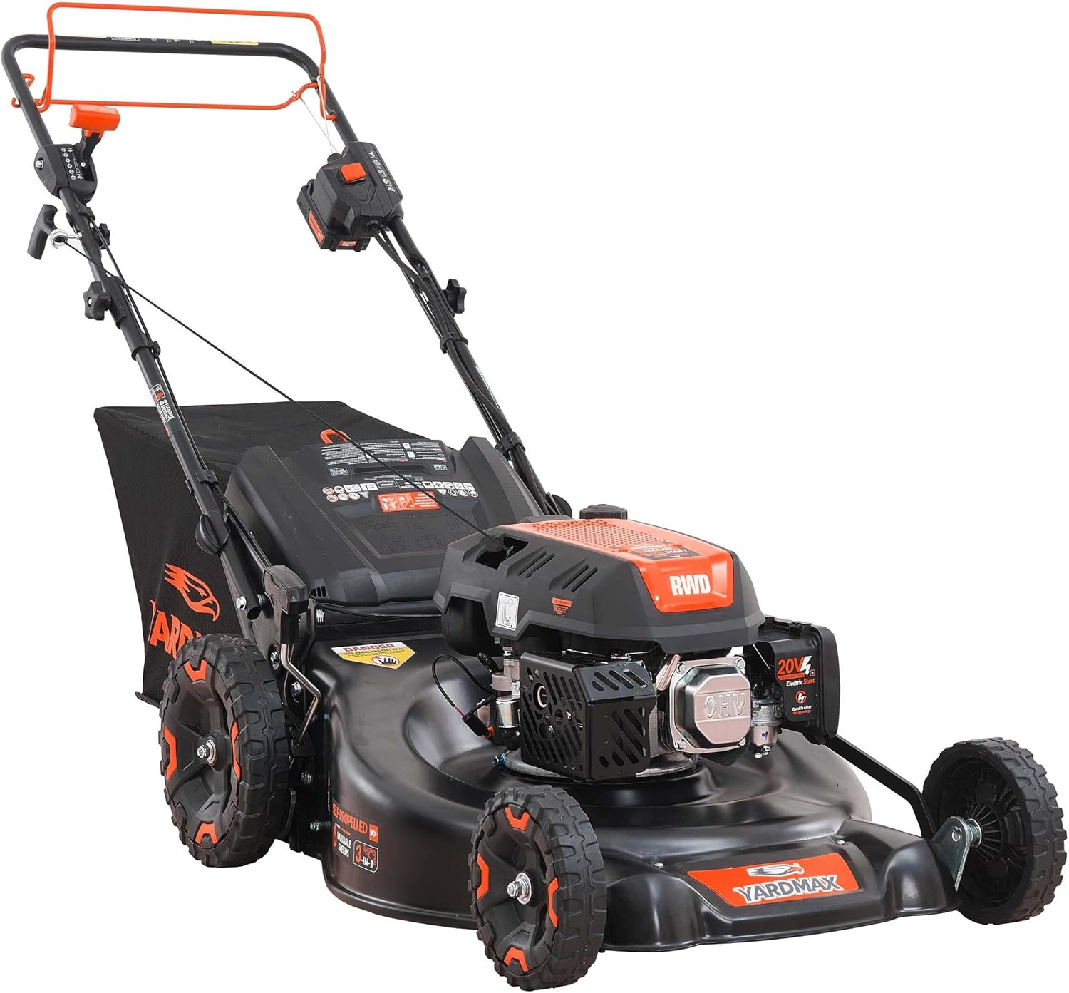 24 in. 201cc Electric Start Select PACE 6 Speed CVT High Wheel RWD 3-in-1 Gas Walk Behind Self Propelled Lawn Mower