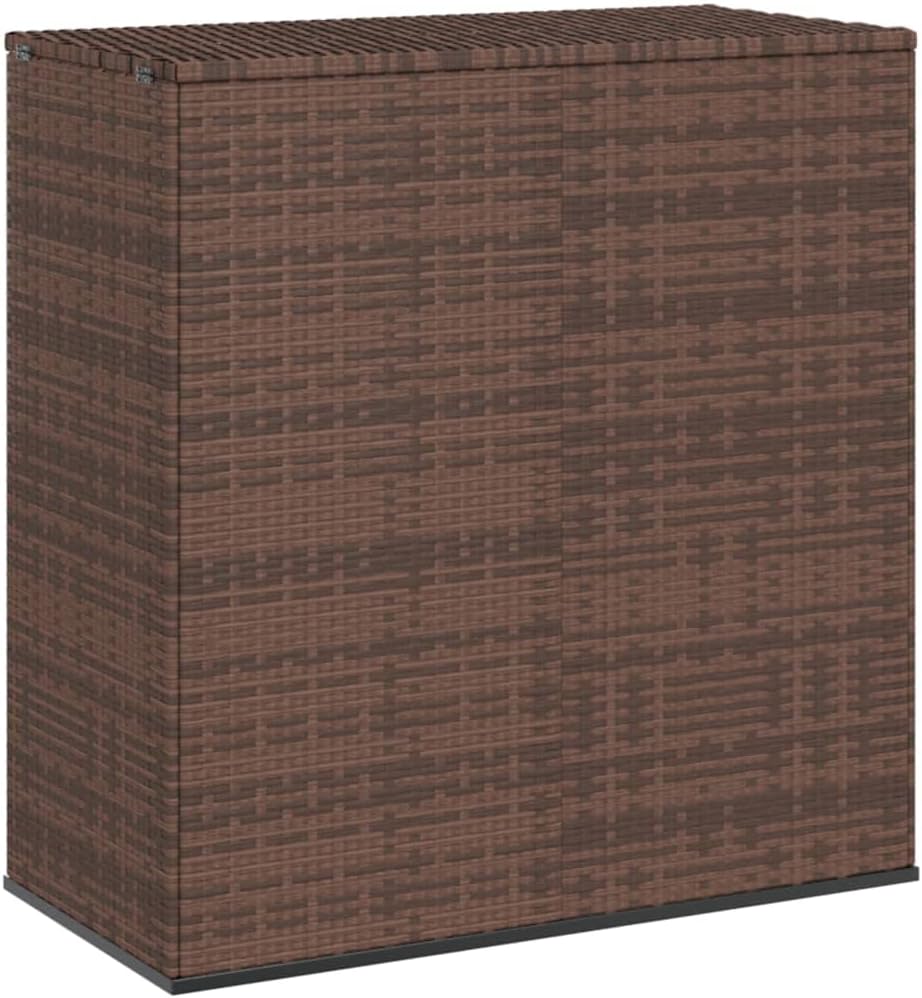 Brown PE Rattan Outdoor Storage Box, Powder-Coated Steel Deck Box, 39.4 x 39.4 x 40.7 Inch Patio Storage Cabinet with Inner Bag for Garden Cushion Organization