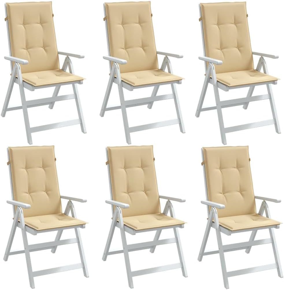 Highback Chair Cushions 6 pcs Melange Beige 47.2
