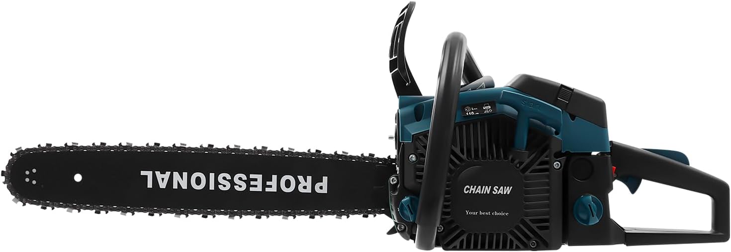 20Inch Gas Chainsaw, 2-Stroke 58CC Gasoline Powered Chainsaw Cutting Wood Gas Sawing Crankcase Chain Saw, 3.1HP Cordless Hand Pull Start Single Cylinder for Forest Wood Garden and Farm Cutting Use