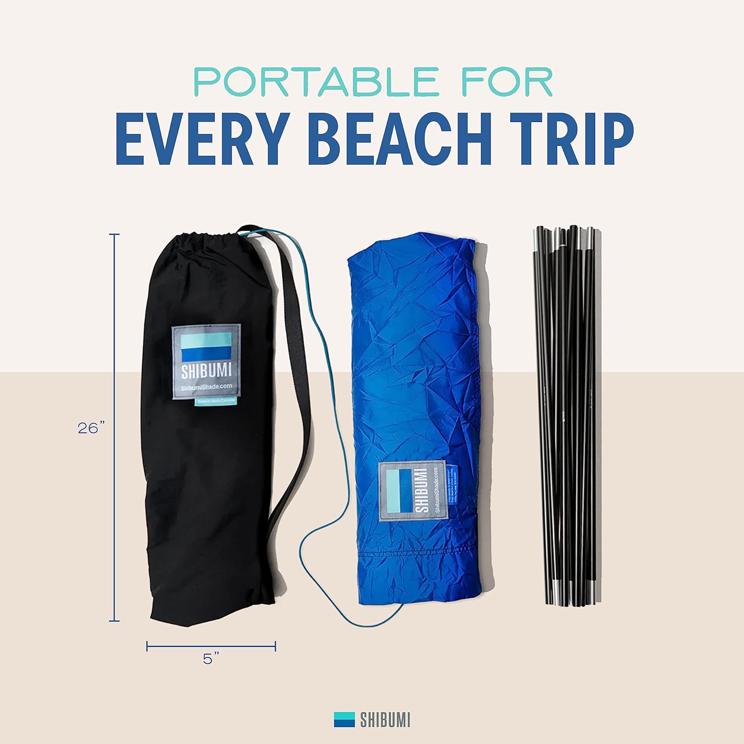 Shibumi Shade® (2.0 Version) - World's Best Beach Shade. The Original Wind Powered® Beach Shade. Lightweight, Easy to Set up and Great for Groups up to 8 People