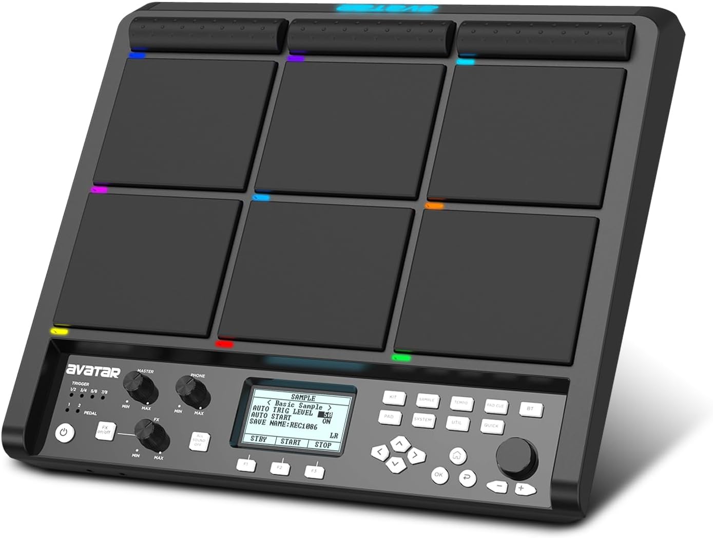 PD708 Sample Pad Sampling Drum Pad Electronic Tabletop Digital Drum Set for Drummer Live Performance, 1000 Built-in Sounds, 32 GB Storage, Onboard FX, Customizable LEDs
