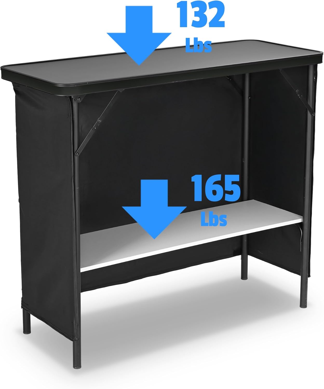 EZ GO 2 Pcs Portable Bar Table Folding Pop up Bar Mobile Bartending Station with Carry Bag Black Skirt for Wedding Camping Tradeshow Tailgate Party Events Outdoor 39