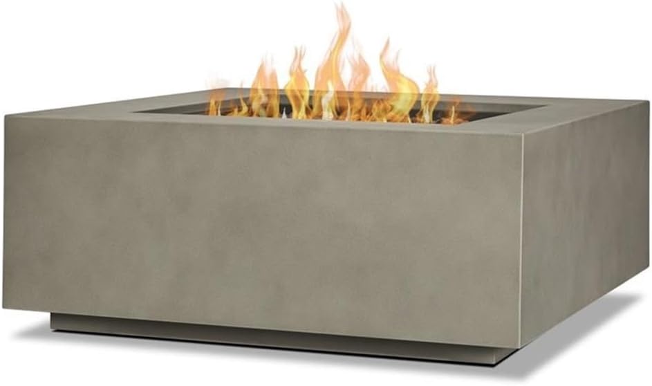 Bowery Hill Traditional Square Propane Fire Table with Conversion Kit in Gray